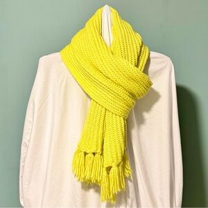 American Eagle Neon Yellow Chunky Knit Fringe Scarf